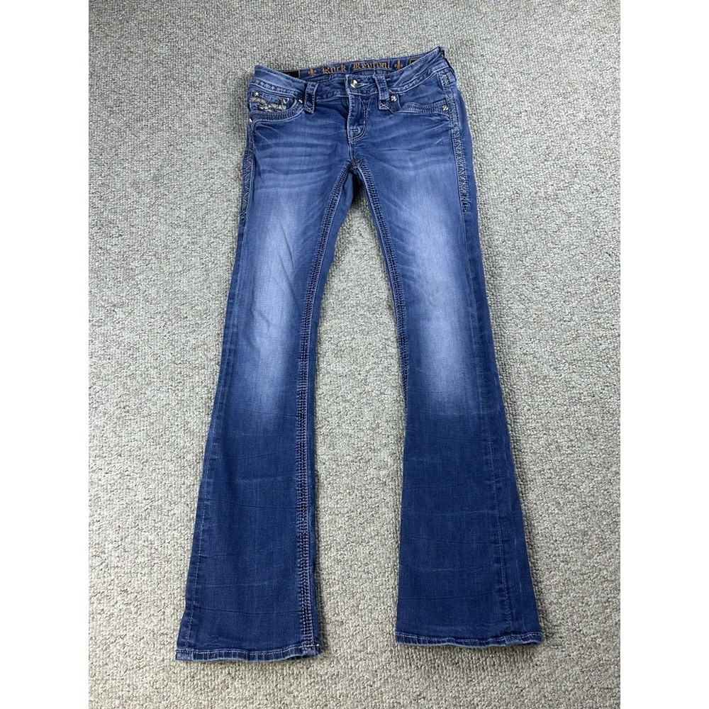 Rock Revival Caress Boot Jeans Women's Size 26 Bling Bohemian